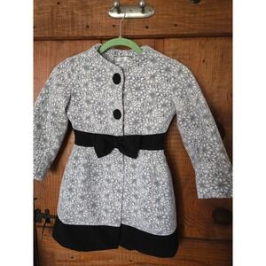 AMERICAN WIDGEON - Girls Floral Lace Dress Coat Grey Black Bow Size 6X